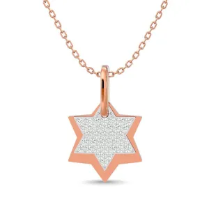 Diamond 1/6 ct tw Round Cut Star Pendant in 10K Rose Gold