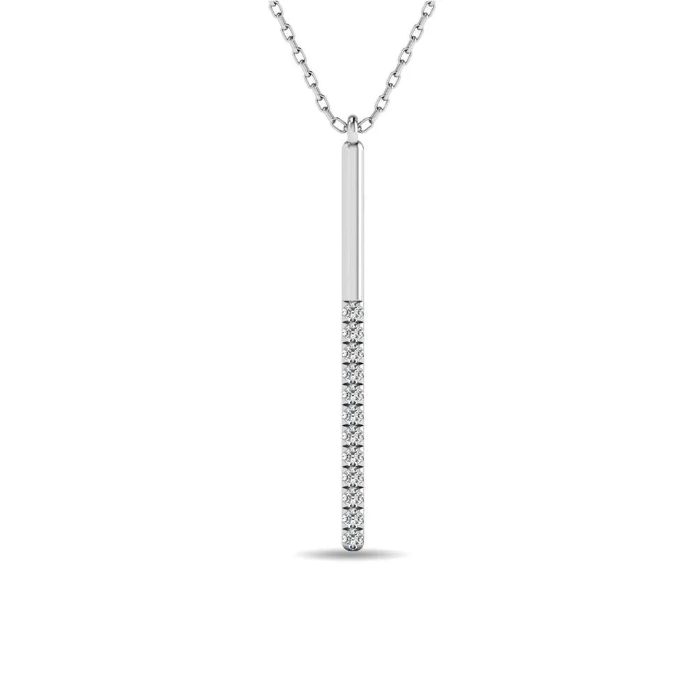 Diamond 1/8 ct tw Diamline Bar Pendant in 10K White Gold