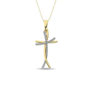 Diamond Cross Pendant 1/10 ct tw in 10K Yellow Gold