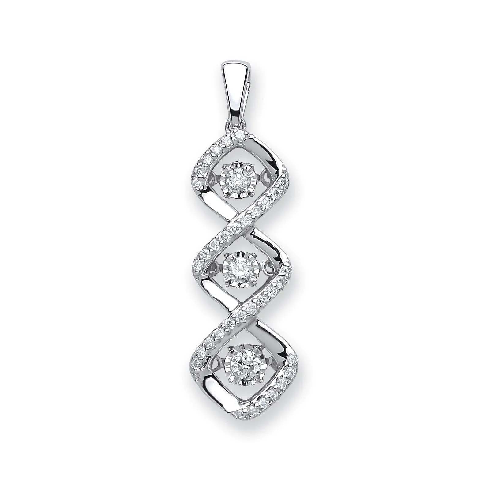 Diamond Trilogy Halo Pendant Necklace 0.25ct H-SI in 9K White Gold