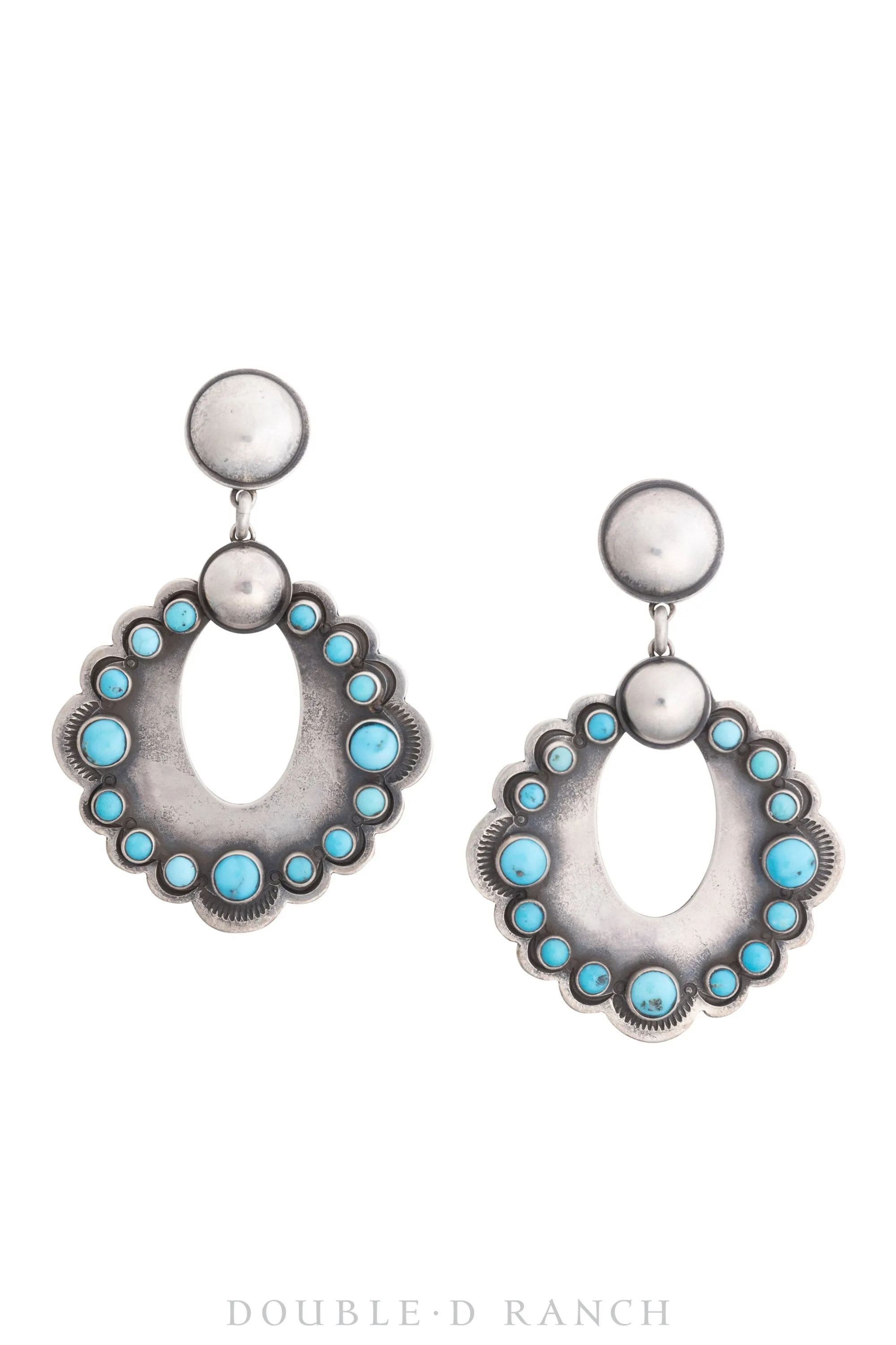 Earrings, Hoop, Turquoise, Dennis Hogan Hallmark, Contemporary, 1284