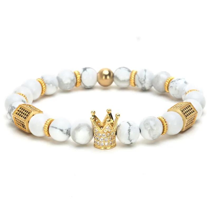 El Rey Imperial Crown Micro-Paved Natural Stone Bracelet