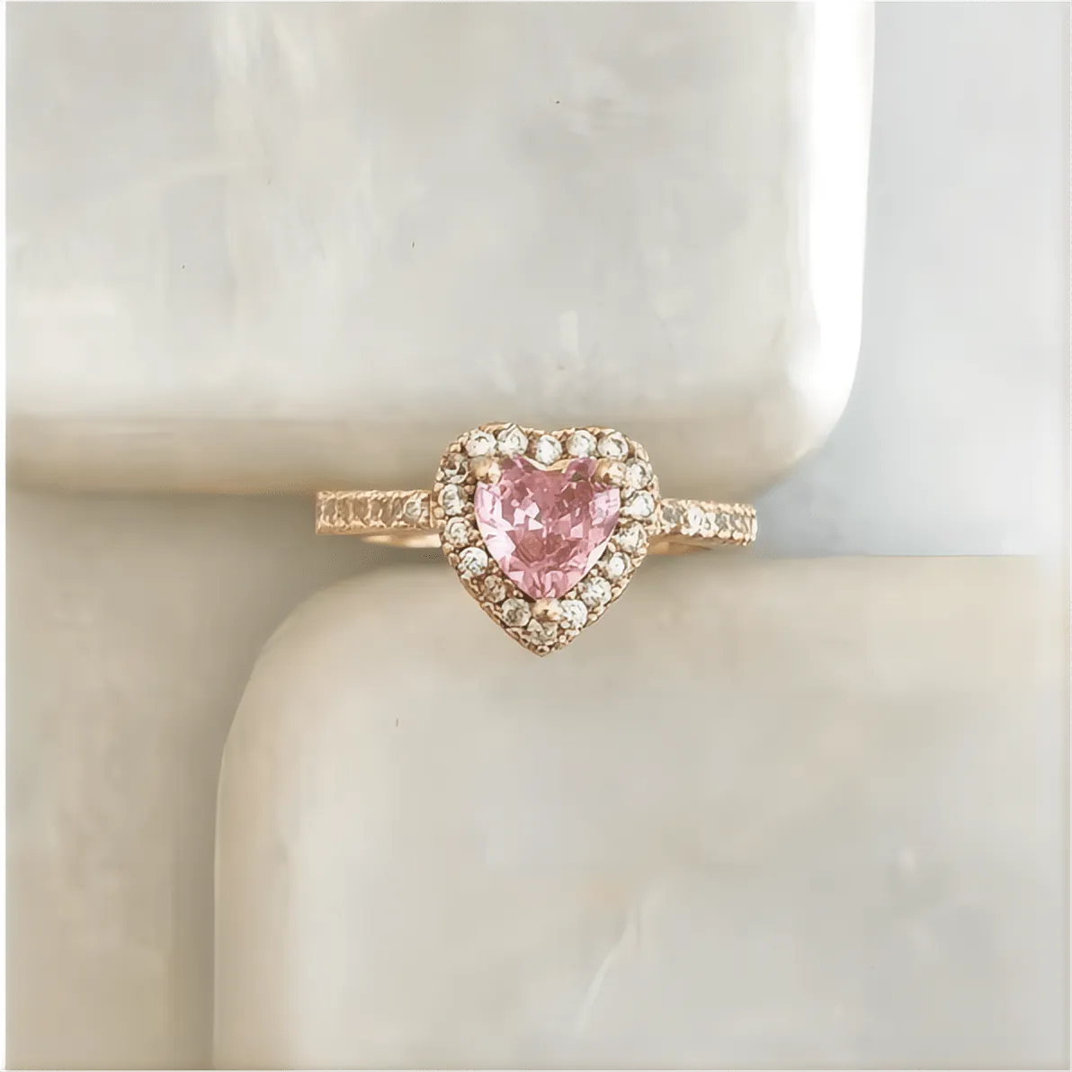 Elegant Charming Pink Heart Ring