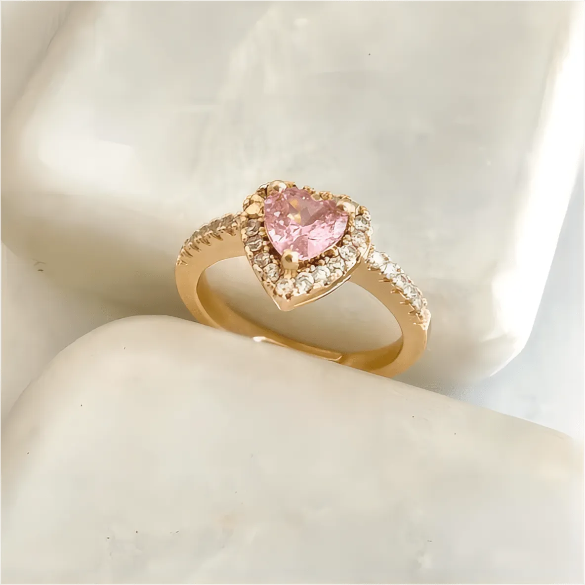 Elegant Charming Pink Heart Ring