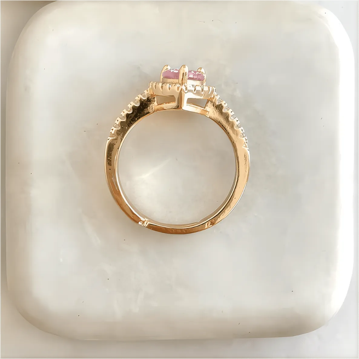 Elegant Charming Pink Heart Ring