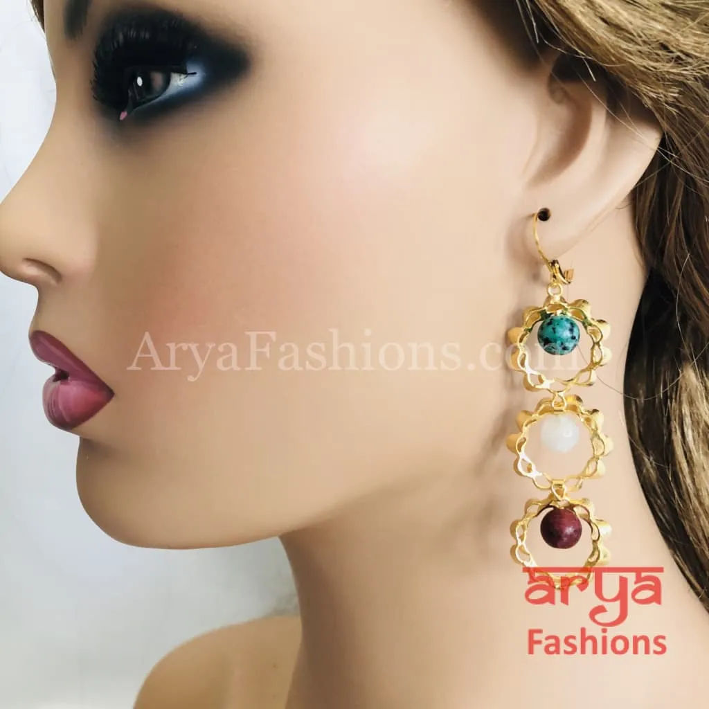 Elegant Party Earrings with Colorful Beads