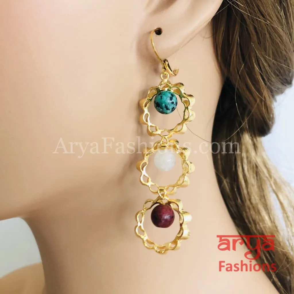 Elegant Party Earrings with Colorful Beads