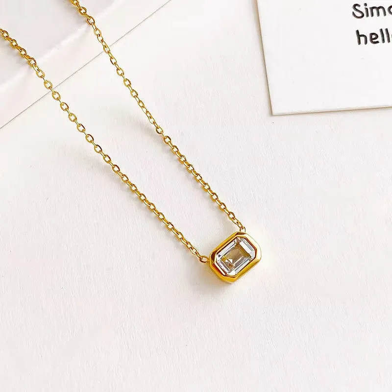 Elegant Stainless Steel Geometric Rectangle Stacking Choker