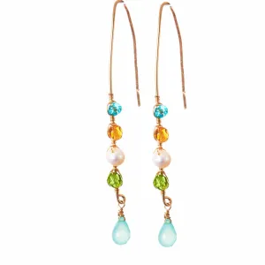 Elegant Stick Earrings w Teardrop Gem Drop