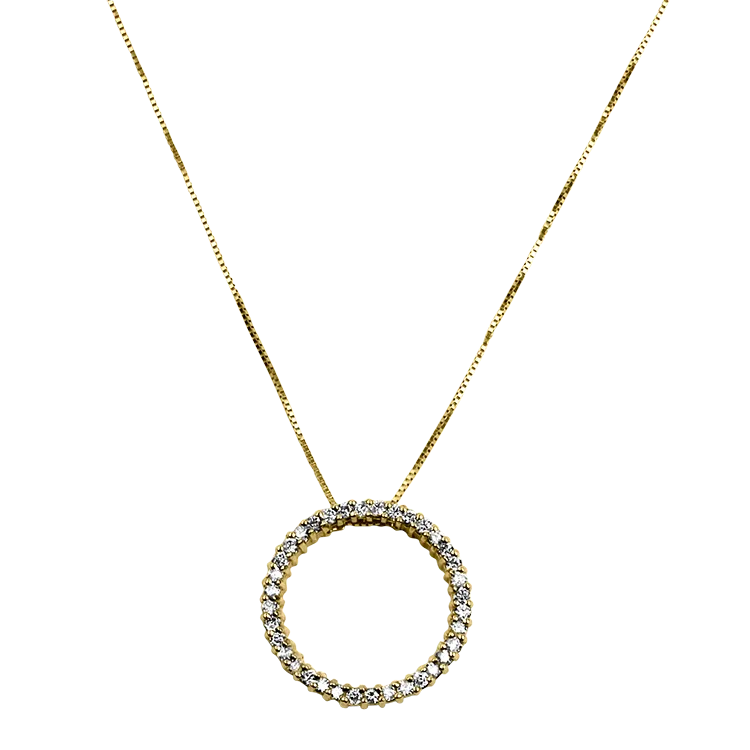 Estate 14K Yellow Gold Diamond Halo Pendant