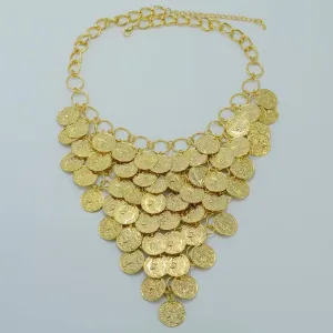 Ethiopian Necklace for Women Gold Color Coin Big Jewelry  Luck Gift