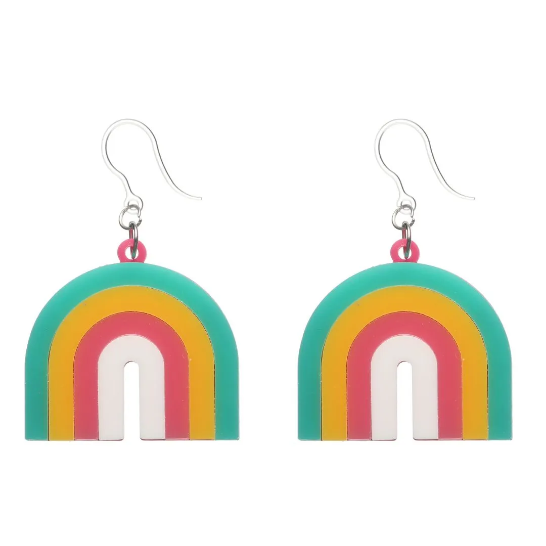 Exaggerated Rainbow Dangles Hypoallergenic Earrings for Sensitive Ears Made with Plastic Posts