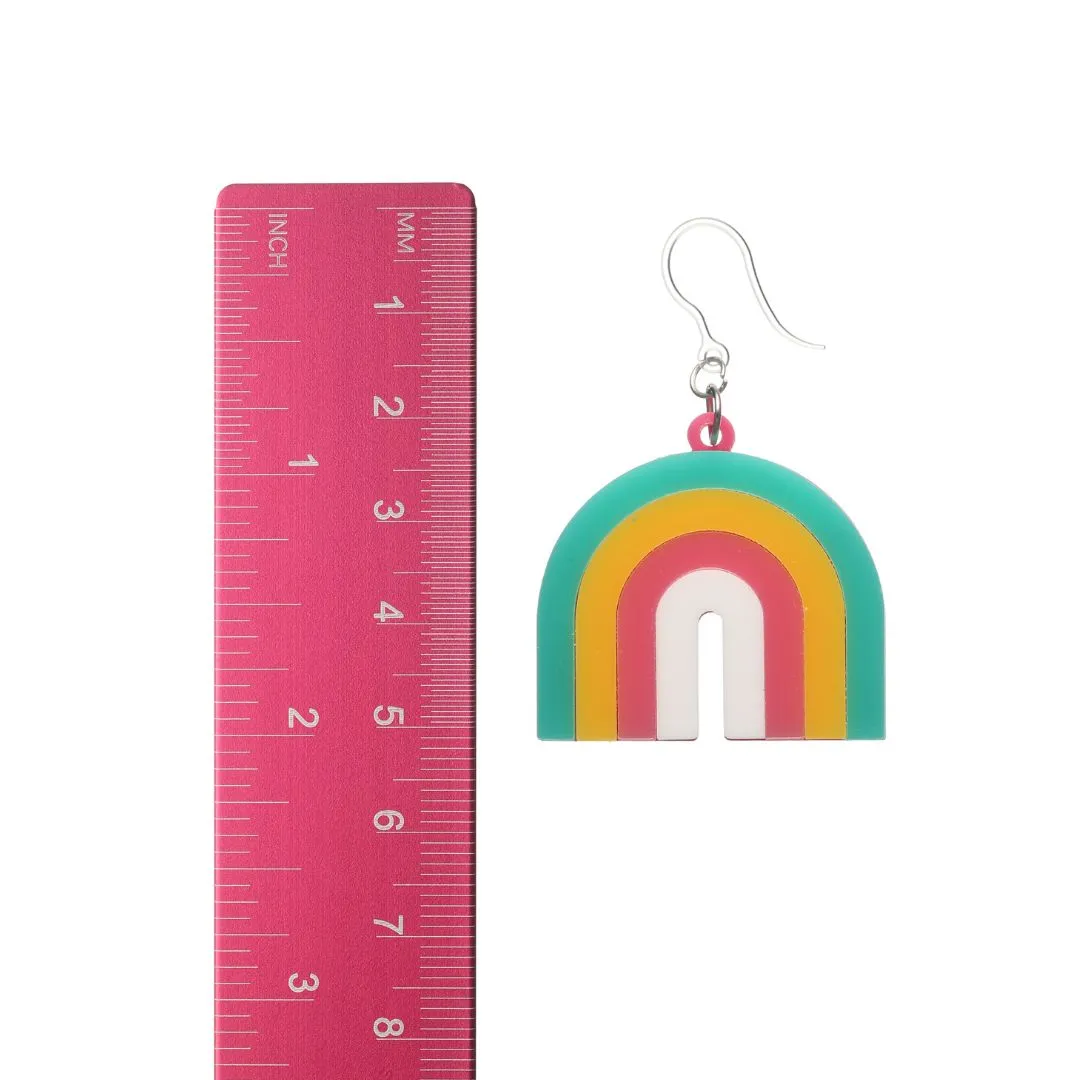 Exaggerated Rainbow Dangles Hypoallergenic Earrings for Sensitive Ears Made with Plastic Posts