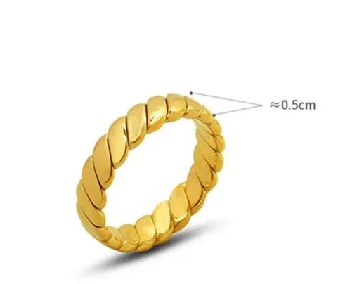 Fashion Stainless Steel Rings for Women French Luxury Design Gold Color Geometric Plain Ring Jewelry Gift