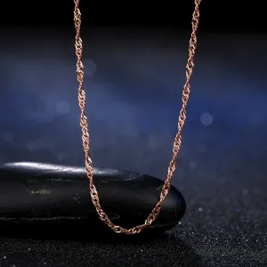 Fashion Women Girl Jewelry Rose Gold  Color Water Wave Ripples Chain Necklace Accessories Wholesale