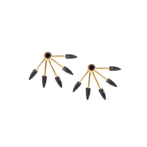 Five Spike Earrings Black Diamonds