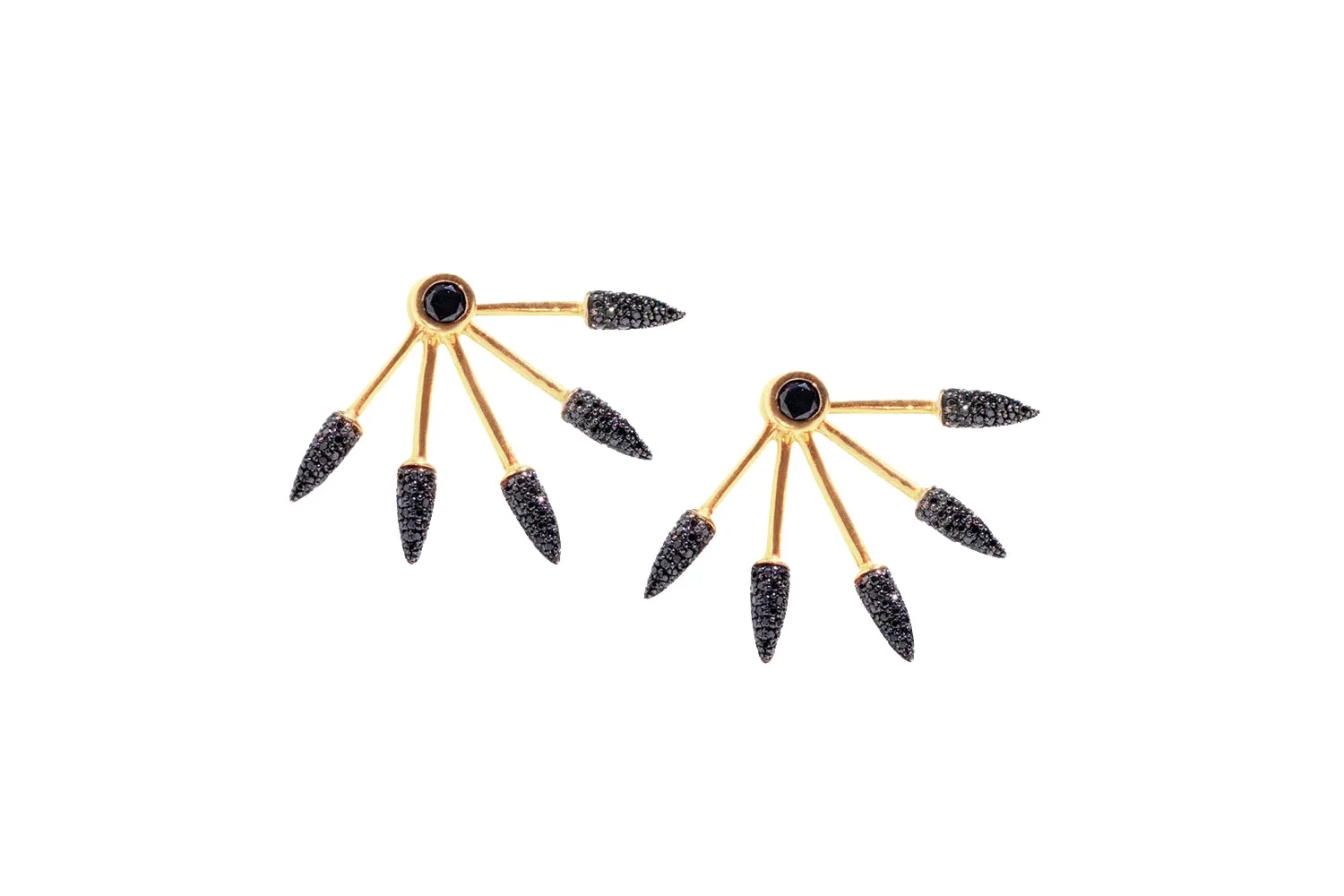 Five Spike Earrings Black Diamonds