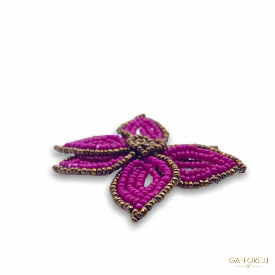 Flower Shaped Brooch with Colored Beads H276 - Gafforelli Srl