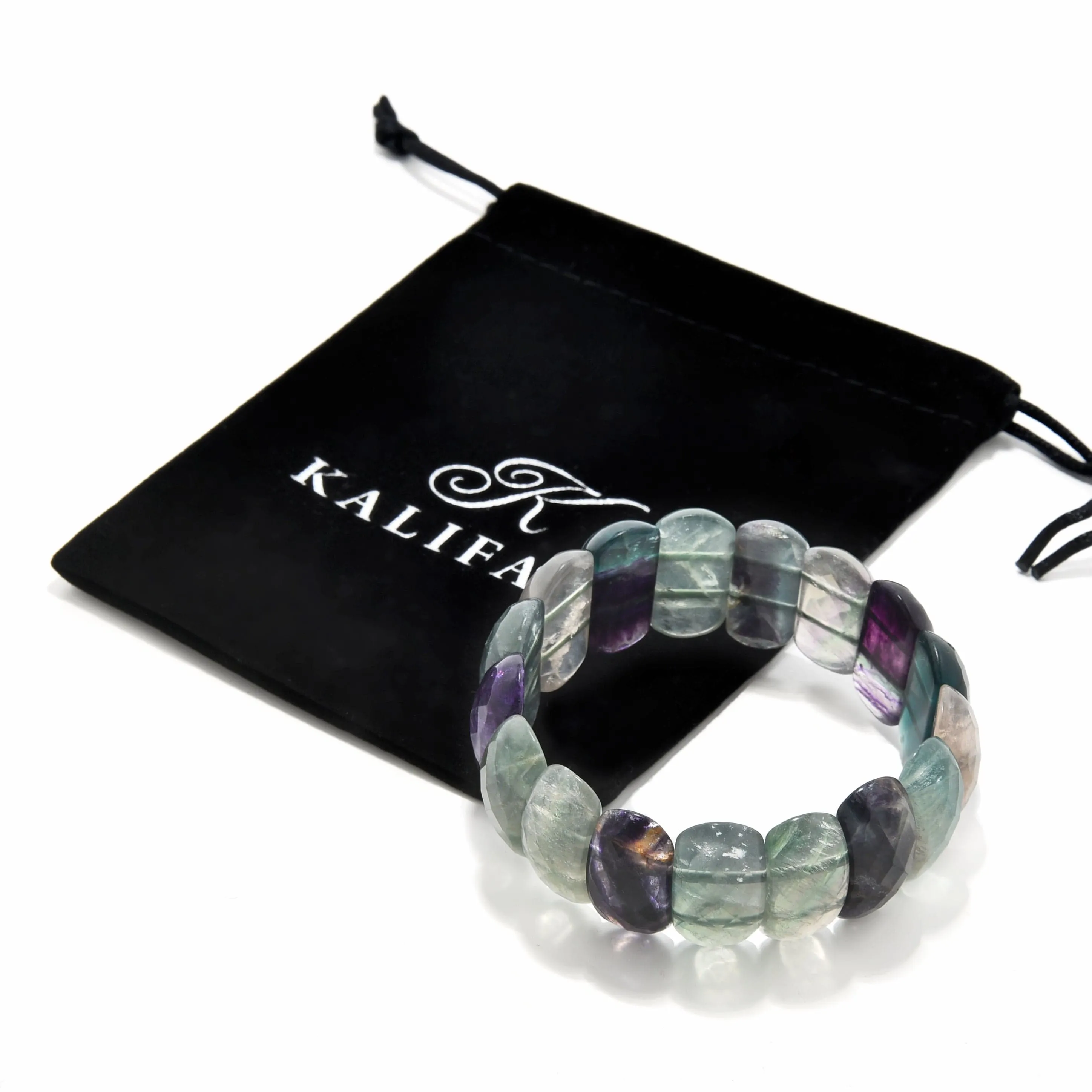 Fluorite Faceted Gemstone Bead Elastic Bracelet