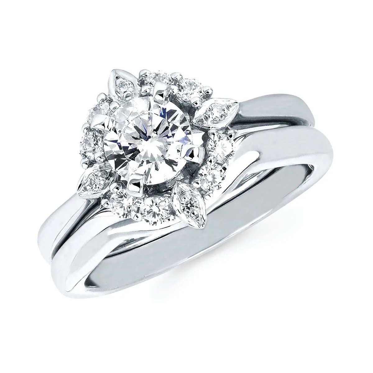 Forever Elegant&trade; 1/3 Ctw. Diamond Semi Mount shown with 3/4 Ct. Round Center Diamond in 14K Gold