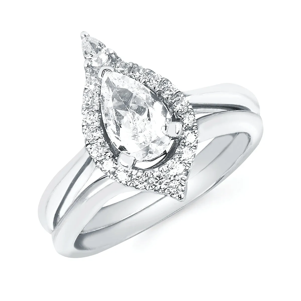 Forever Elegant&trade; 1/4 Ctw. Diamond Semi Mount shown with 3/4 Ct. Pear Center Diamond in 14K Gold