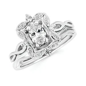 Forever Elegant&trade; 1/8 Ctw. Diamond Semi Mount shown with 1/2 Ct. Oval Center Diamond in 14K Gold