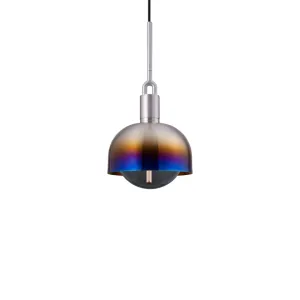 Forked Pendant / Shade / Globe / Smoked / Medium / Burnt Steel