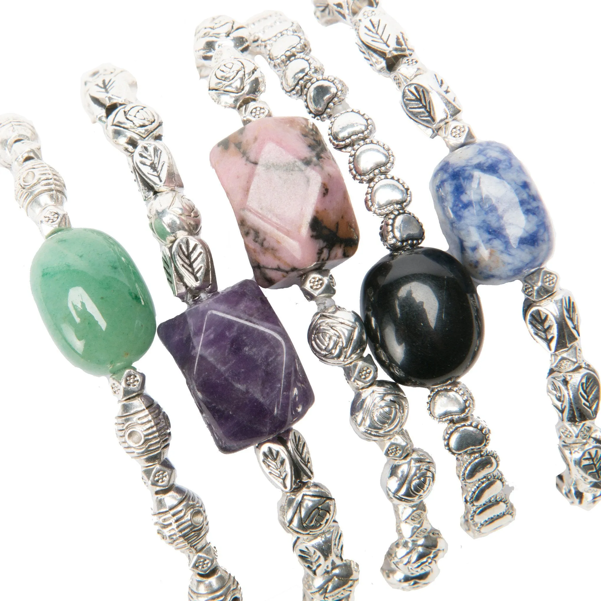 Gemma Tibetan Silver Gemstone Bracelets