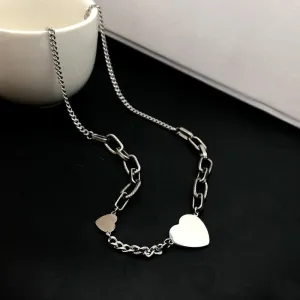 Geometric Double Heart Pendant Necklace