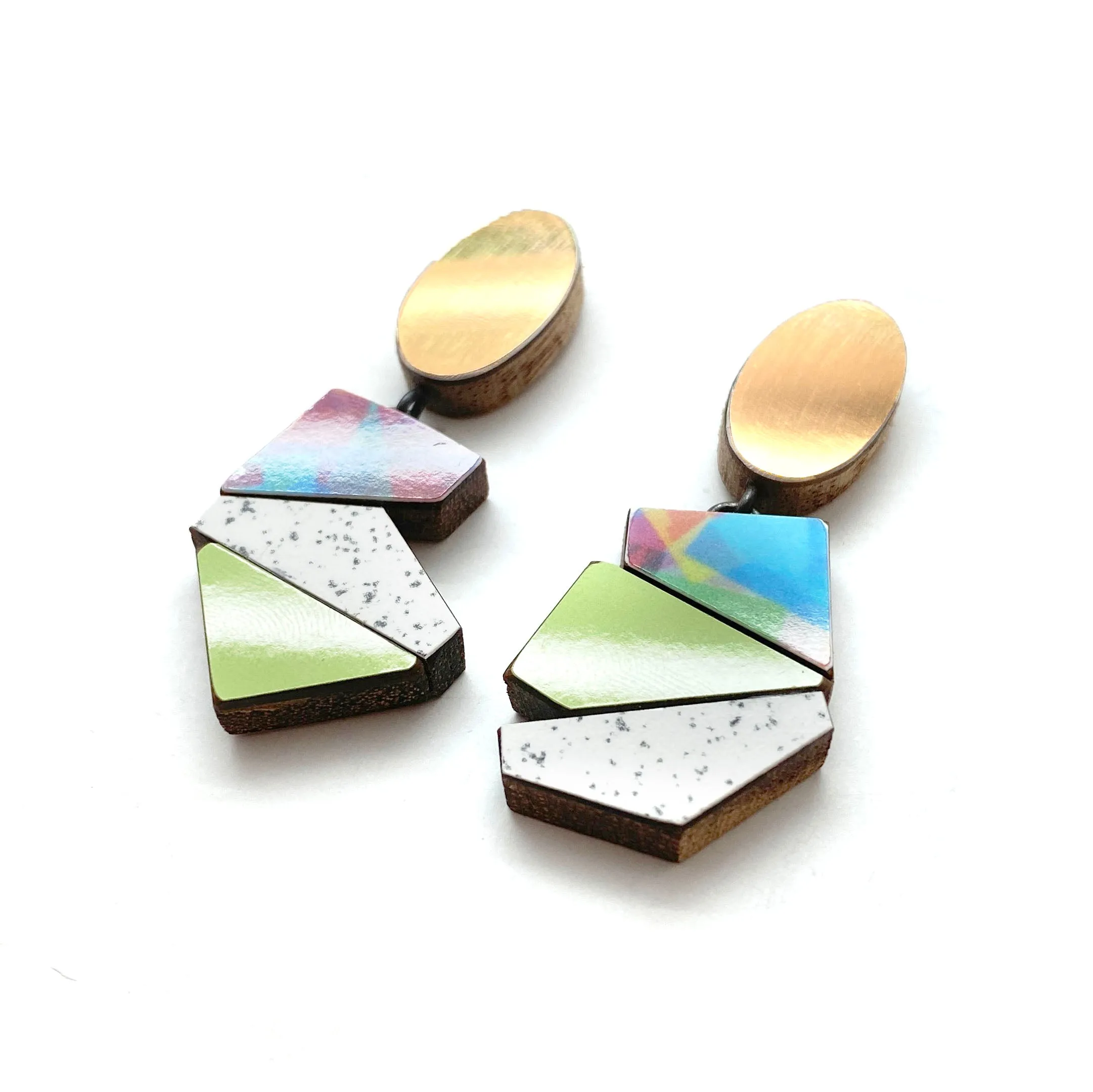 Geometric Earrings - Gold, Multicolor and Marbled