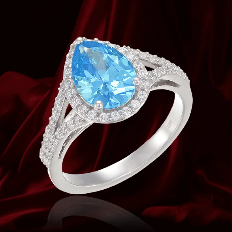 Glamorous Teardrop Blue Ring