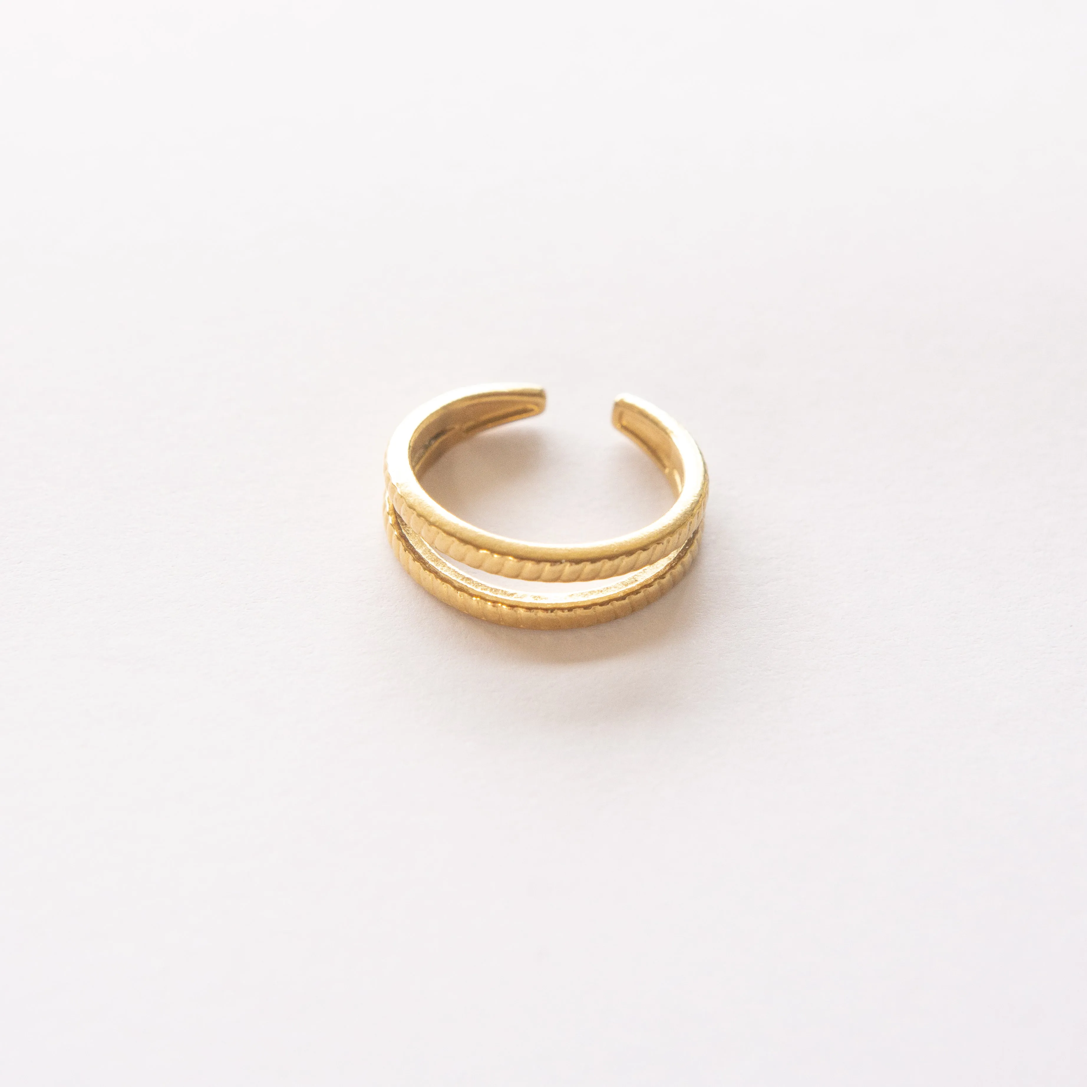 Gold Plated Adjustable Double Bar Ring