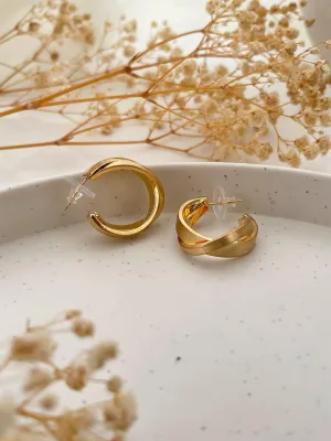 Gold Plated Contemporary Half Hoop Earrings