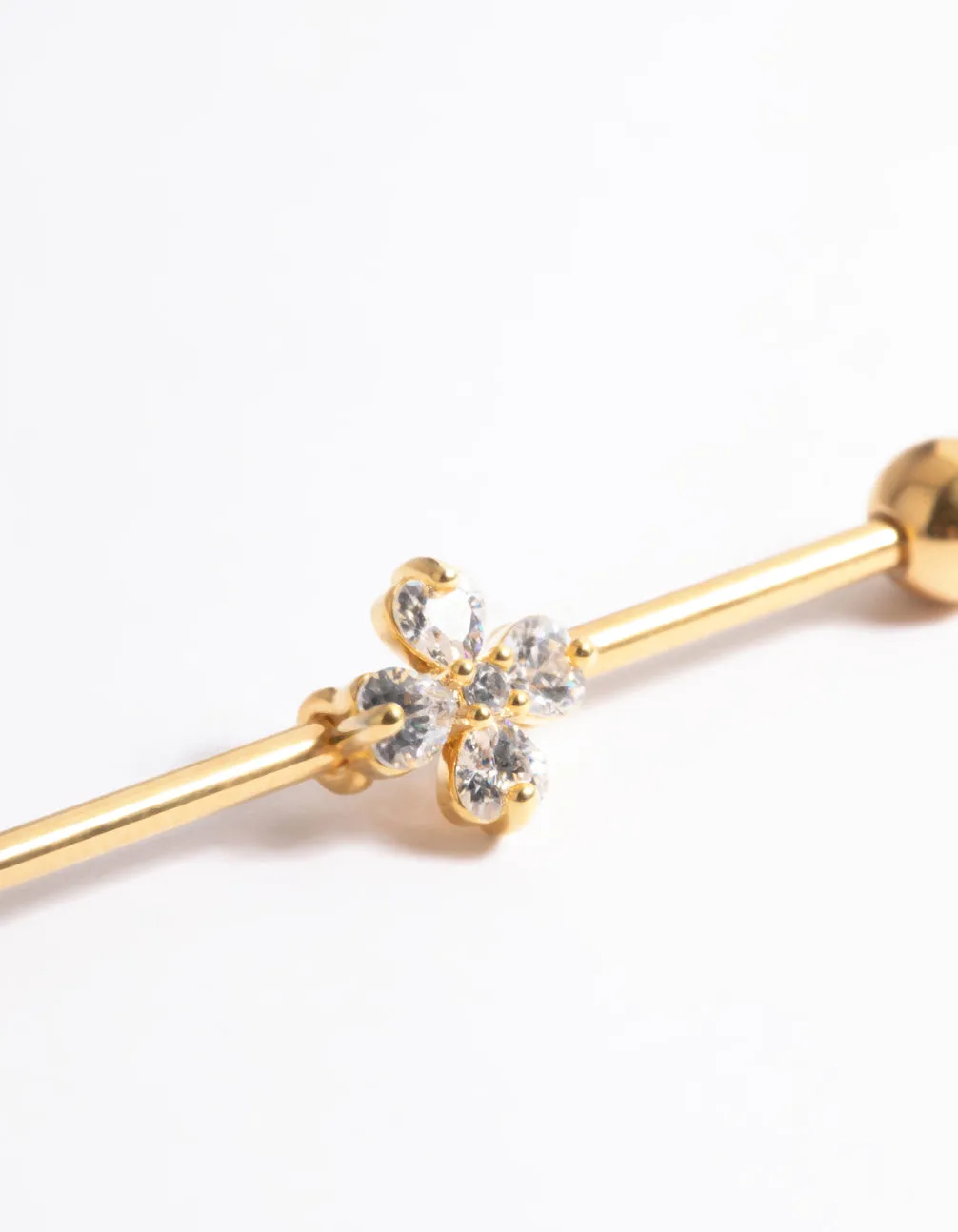 Gold Plated Titanium Flower Industrial Bar