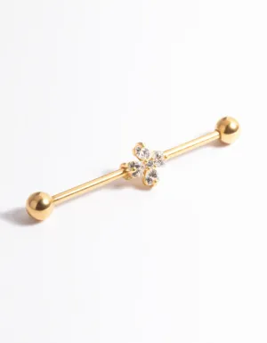 Gold Plated Titanium Flower Industrial Bar