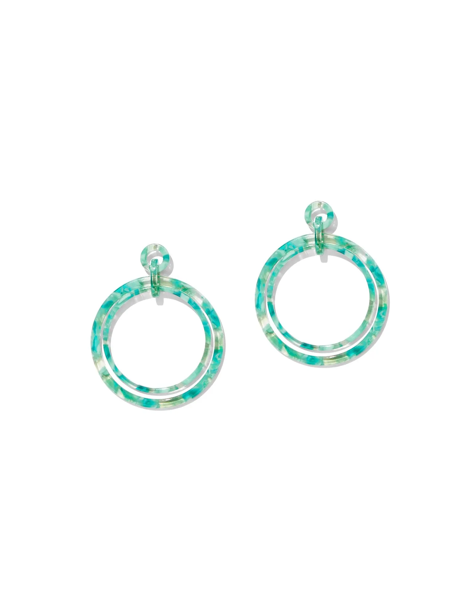 Green Marbleized Hoop Drop Earring