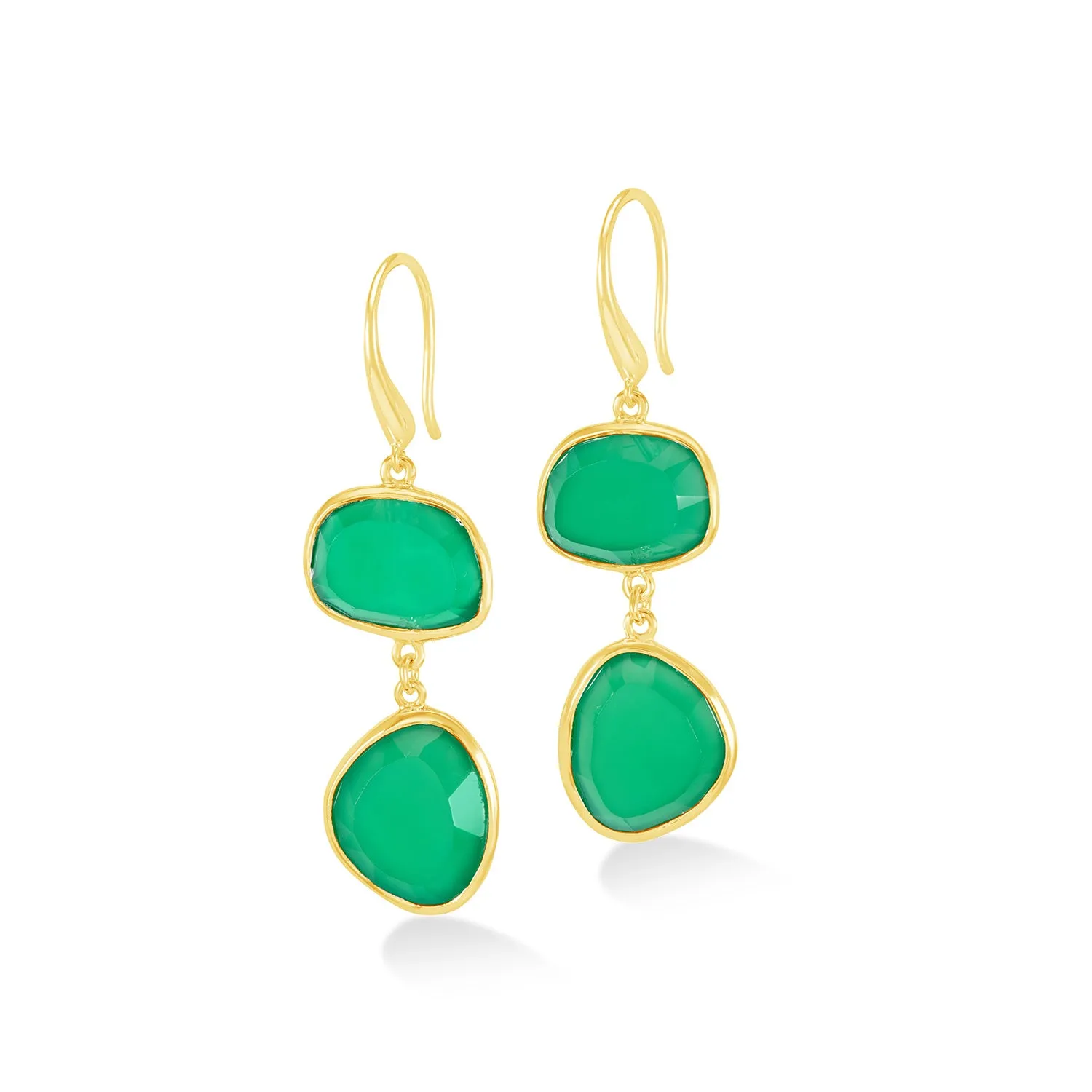 Green Onyx Pebble Drop Earrings