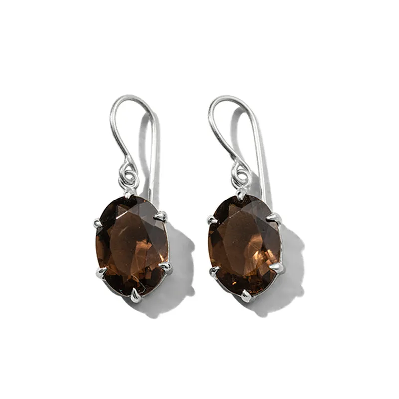 Helene Earring, Smokey Quartz, Silver