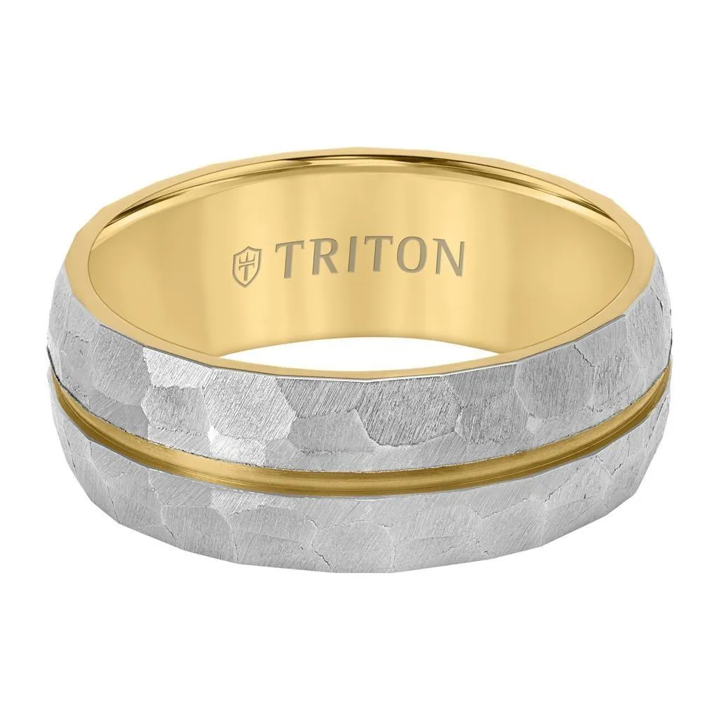 HELIOS 8MM Grey Titanium and Yellow PVD-Plated Ring with Brushed Finish