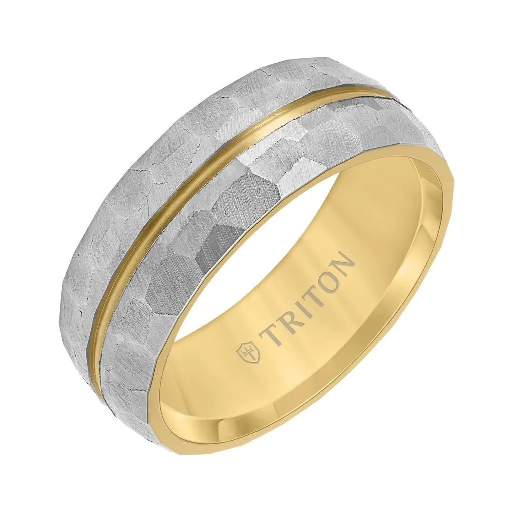 HELIOS 8MM Grey Titanium and Yellow PVD-Plated Ring with Brushed Finish