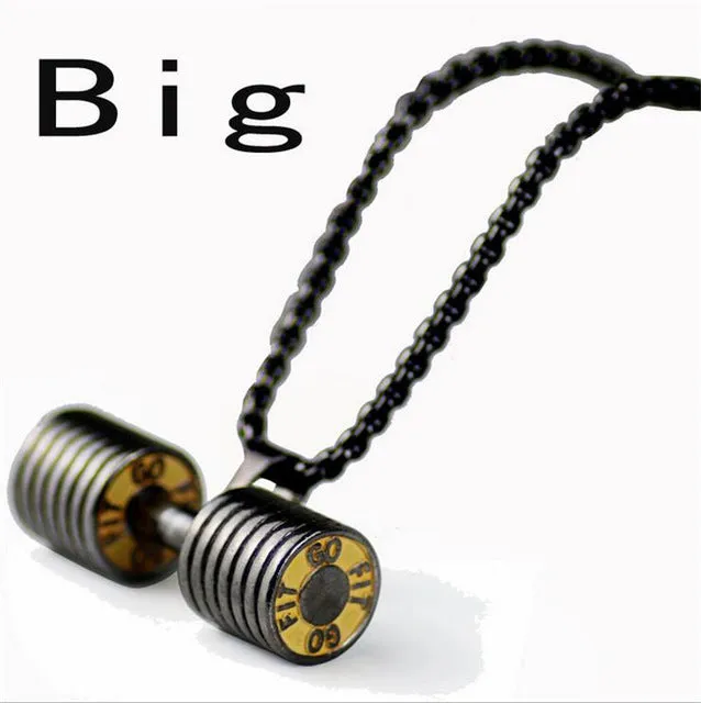 High Quality Gold Silver Black Big Small dumbbell pendant necklace For men Trendy gifts fitness barbell Jewelry