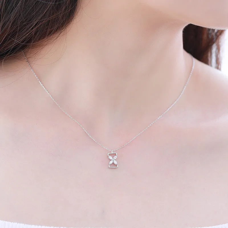 High quality s925 sterling silver simple hourglass pendant luxury designer jewelry ladies wedding necklace 6-DH7170