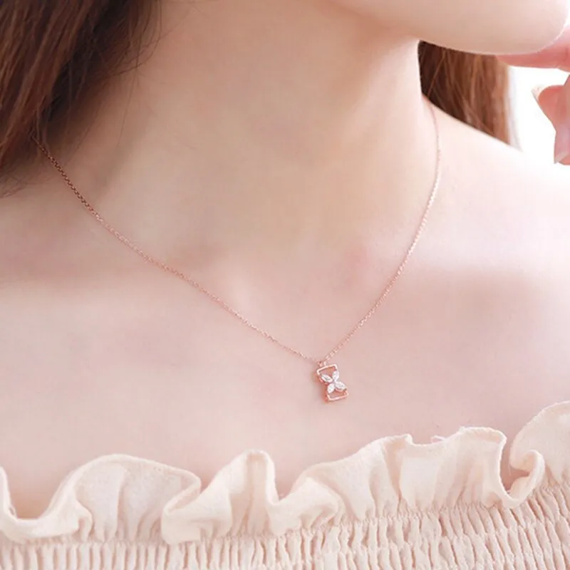 High quality s925 sterling silver simple hourglass pendant luxury designer jewelry ladies wedding necklace 6-DH7170