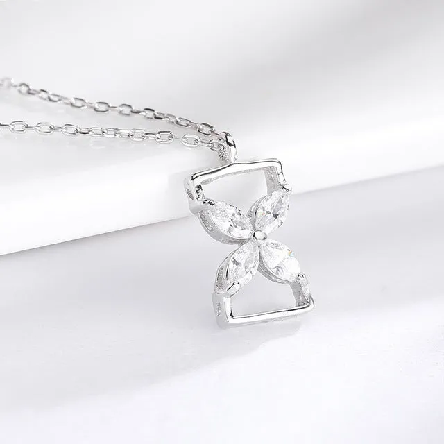 High quality s925 sterling silver simple hourglass pendant luxury designer jewelry ladies wedding necklace 6-DH7170