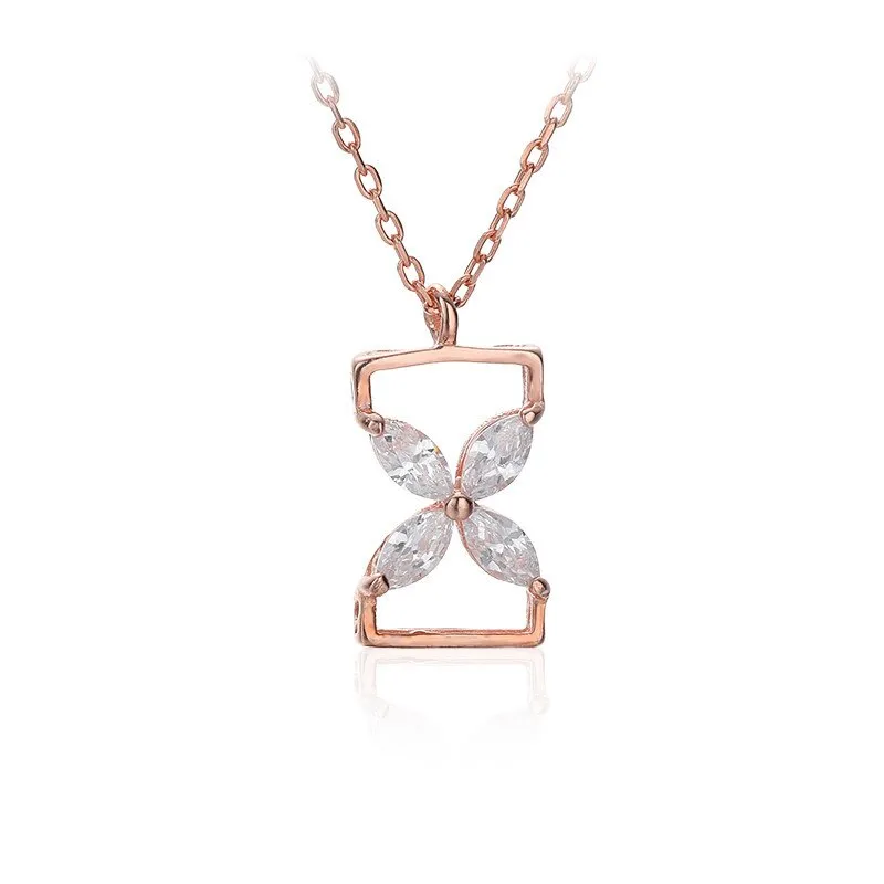 High quality s925 sterling silver simple hourglass pendant luxury designer jewelry ladies wedding necklace 6-DH7170