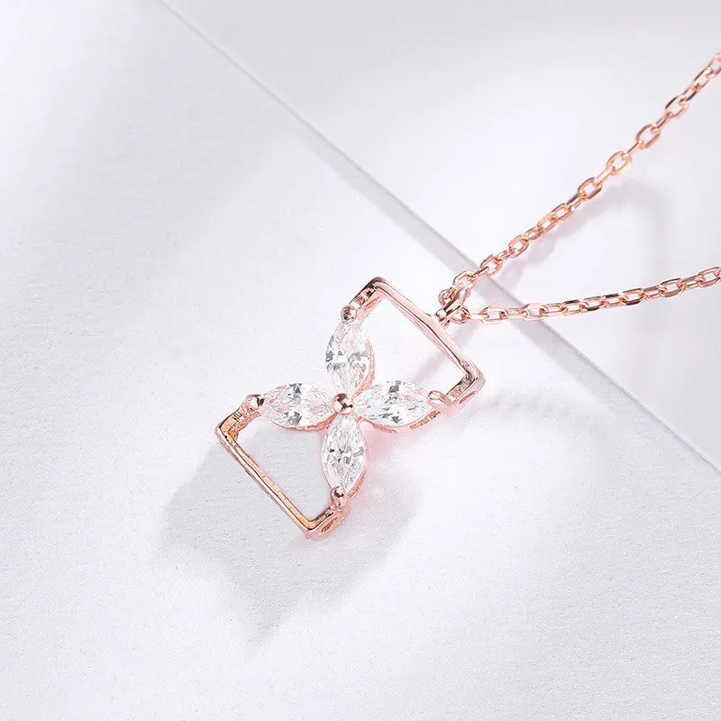 High quality s925 sterling silver simple hourglass pendant luxury designer jewelry ladies wedding necklace 6-DH7170