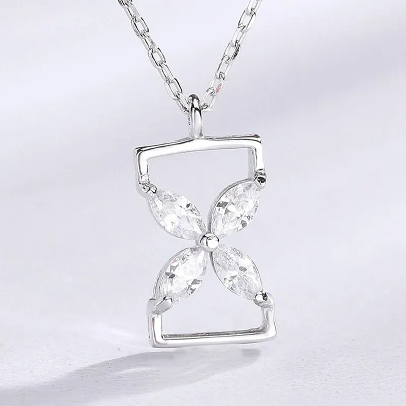 High quality s925 sterling silver simple hourglass pendant luxury designer jewelry ladies wedding necklace 6-DH7170