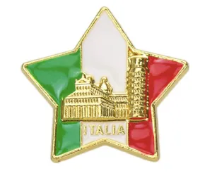 Italy Flag Star Shaped Pin Leaning Tower Of Pisa & Saint Peters Cathedral