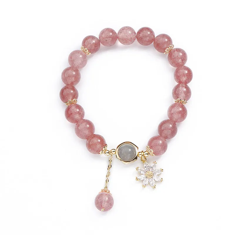 Japanese And Korean Mori Natural Strawberry Crystal Bracelet