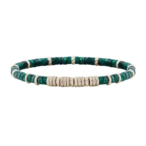 Jasper Heishi Beaded Bracelet - Solid Silver